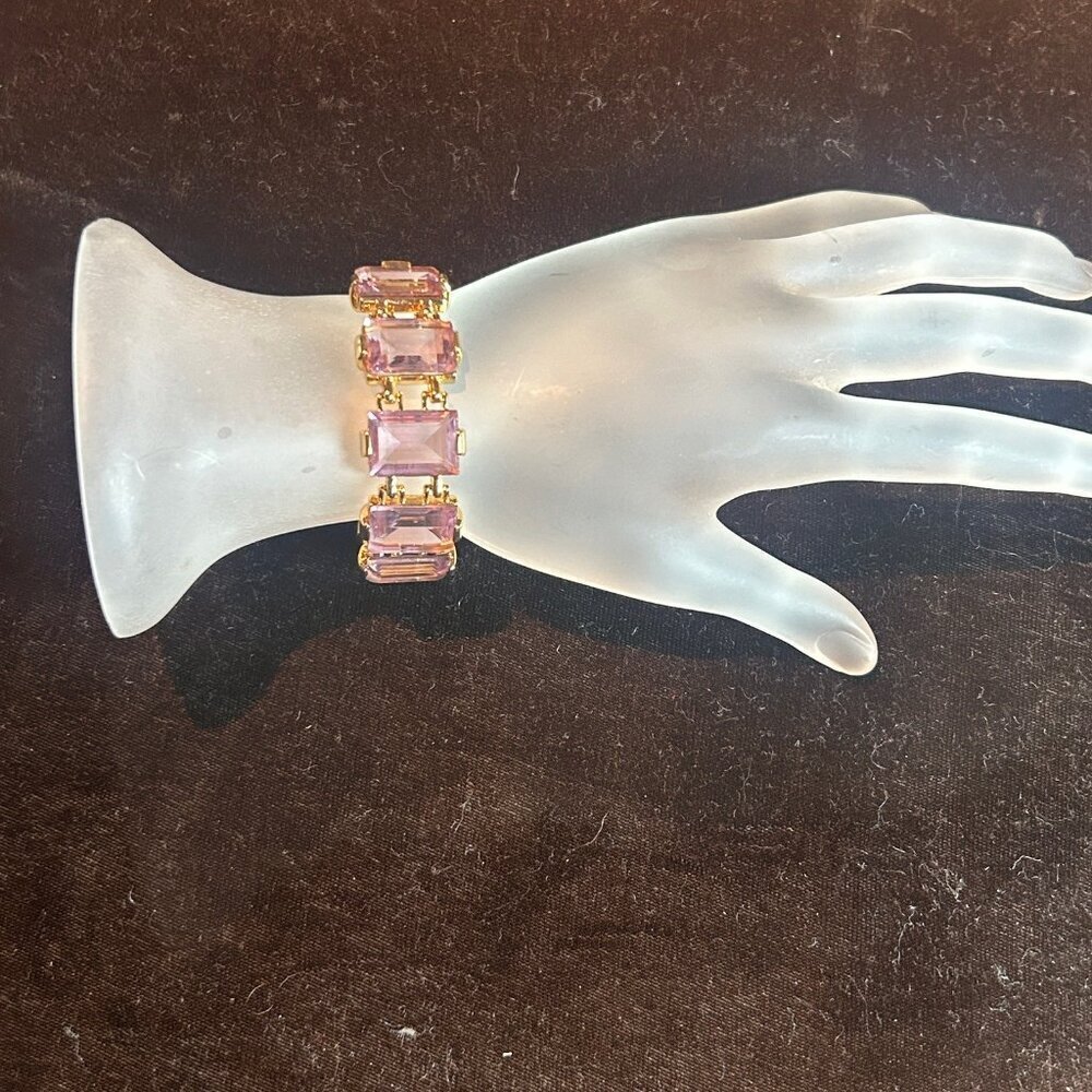 Swarovski Millenia Tennis Bracelet Octagon Cut Amethyst Crystals Signed - Picture 6 of 6